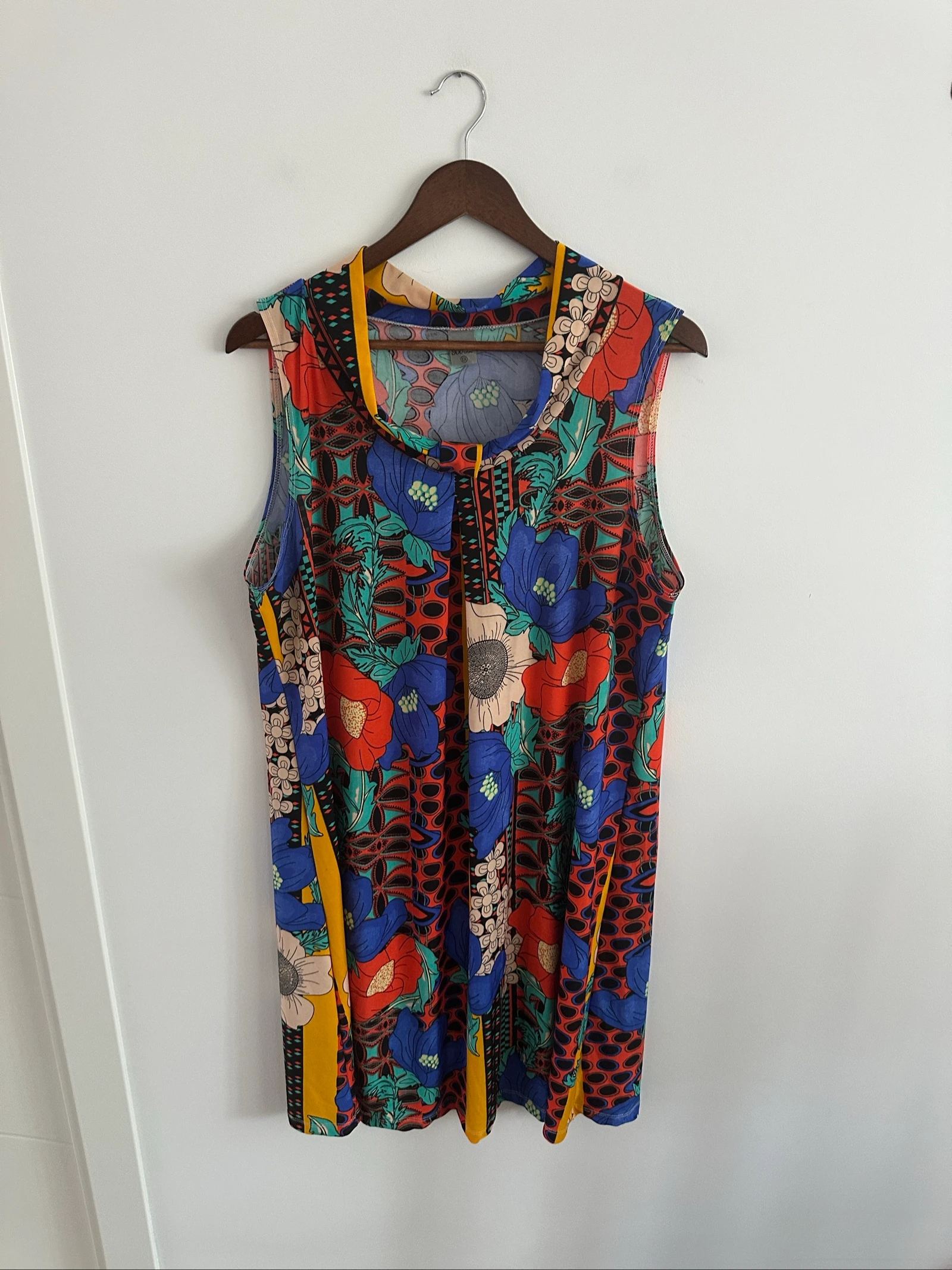 Vestido vintage 70s floral psicodélico Malharia Bossi - Talla XL/